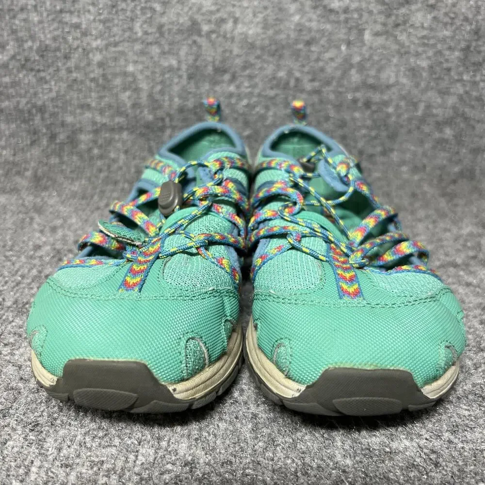 Chaco Shoes Youth Size 3 Green Teal Water Mary Jane Bungee Lace Trail Hiking